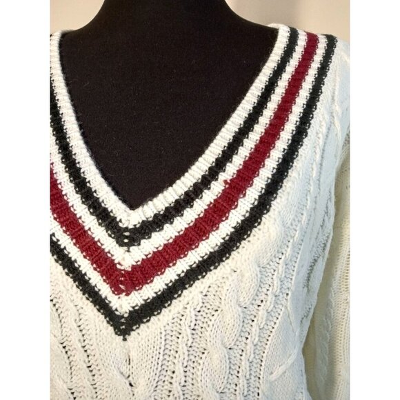 Sweater Dress Cable Knit White Multicolor sz Small Sexy Short - Picture 2 of 16